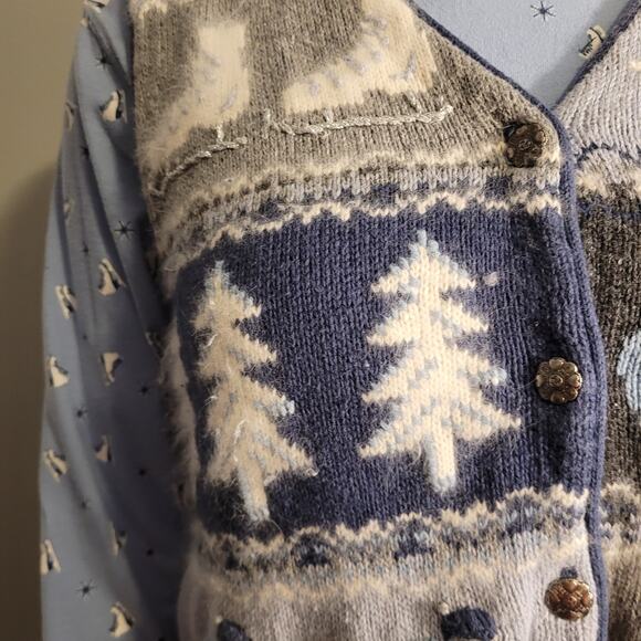 Vntg Christopher & Banks Hand Embroidered Winter Ramie Cotton Sweater Vest Set M - Picture 2 of 16